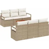 vidaXL Tuinset met 7 zitplaatsen, beige, van polyrotan