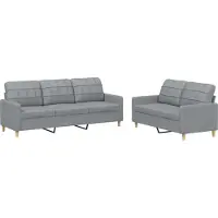 vidaXL 2-delige Loungeset met kussens stof lichtgrijs