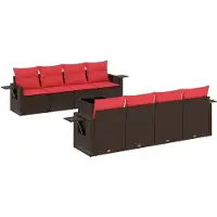 vidaXL 9-delige tuinbankset met kussens, bruin polyrotan