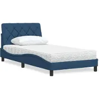 vidaXL Bed met matras stof blauw 140x190 cm