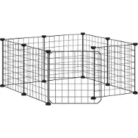 vidaXL Huisdierenkooi met deur 20 panelen 175x175x35 cm staal zwart