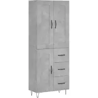 vidaXL Hoge kast 69,5x34x180 cm bewerkt hout betongrijs