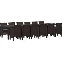 vidaXL Tuin Eettafel Set 13 st Bruin Polt riet