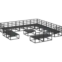 vidaXL Tuinbank Set 14 st Zwart Aluminium