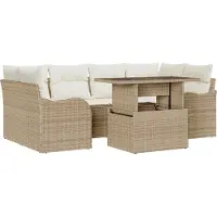 vidaXL Tuinbank Set 7 st Beige en Crème poly rattan