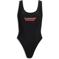Superdry Dames Stretch zwempak met diepe rug zwart (M), Strandkleding, Gerecycled polyester, Duurzaam W3010385A