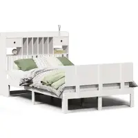 vidaXL Bed met boekenkast zonder matras grenenhout wit 180x200 cm