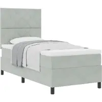 vidaXL Boxspringbed met matras, lichtgrijs, 100 x 200 cm, fluweel