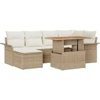 vidaXL Tuinbank Set 7 st Beige en Crème poly rattan