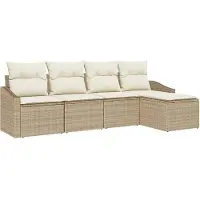 vidaXL Bankstel 5 st Beige en Crème poly rattan