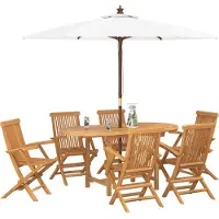 vidaXL Tuin Eettafel Set 7 st Bruin Massief Teakhout