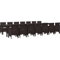 vidaXL Tuin eettafelset met kussens 15 st Bruin PP
