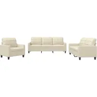 vidaXL 3-delige Loungeset met kussens kunstleer crème