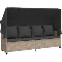 vidaXL - Ligbed - met - kussen poly - rattan - lichtgrijs