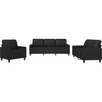 vidaXL 3-delige Loungeset met kussens kunstleer zwart