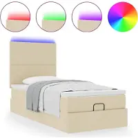 vidaXL Ottoman bed met matras en LED's 120x190cm stof crèmekleurig