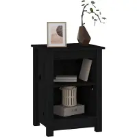 vidaXL Nachtkastje 40x35x55 cm massief grenenhout zwart
