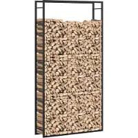 vidaXL Houtopslagrek, matzwart, 110x28x214 cm, staal