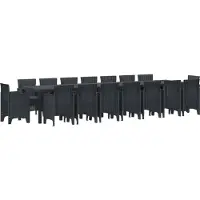 vidaXL Tuinset voor buiten, met kussens, 17 stuks, antraciet, PP-materiaal