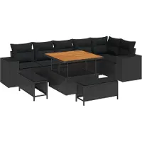 vidaXL Tuinbank Set 9 st 6-Aantal zitplaatsen Zwart poly rattan