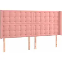 vidaXL Hoofdbord met randen 183x16x118/128 cm fluweel roze