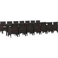 vidaXL Tuin eettafelset met kussens 15 st Bruin PP
