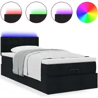 vidaXL Ottoman bed met matras en LED's 100x200 cm stof zwart