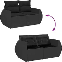 vidaXL Tuinbank Set 11 st Zwart poly rattan