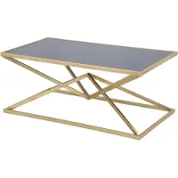 Mauro Ferretti Pyramidevormige salontafel, met een gouden metalen frame en een zwarte glazen plaat, in een glamoureuze stijl, afmetingen: 110 x 60 x 45 cm – Luxe meubelstuk