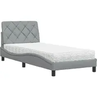 vidaXL Bed met matras stof lichtgrijs 100x200 cm