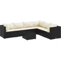 vidaXL 7-delige Loungeset met kussens poly rattan zwart