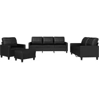 vidaXL 4-delige Loungeset met kussens kunstleer zwart