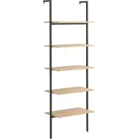vidaXL Ladderrek met 5 schappen 64x35x185 cm lichtbruin en zwart