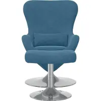vidaXL Ei Stoel met Voetensteun with Footstool Blauw Fluweel