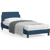 vidaXL Bedframe met hoofdeinde, blauw, 90x190 cm, met stoffen bekleding