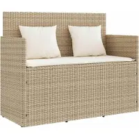 vidaXL Tuinbank met kussens poly rattan beige