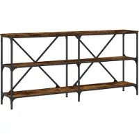 vidaXL Wandtafel 160x30x75 cm bewerkt hout en ijzer gerookt eikenkleur