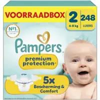 Pampers Premium Protection Maat 2 - 248 Luiers - 4kg-8kg - Voorraadbox