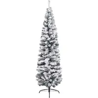 vidaXL Kunstkerstboom met sneeuw smal 180 cm PVC groen
