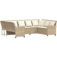 vidaXL Tuinbank met kussens poly rattan beige