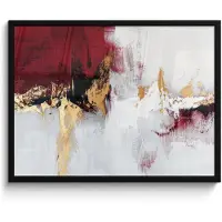 PosterMonkey Poster in lijst - Fotolijst 70x50 cm - Posters - Rood - Marmer - Abstract - Goud - Modern - Posterlijst zwart - Decoratie - Wanddecoratie woonkamer - Muurdecoratie slaapkamer