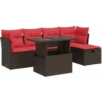 vidaXL 6-delige Loungeset met kussens poly rattan acacia bruin