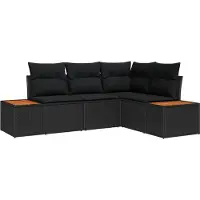 vidaXL Tuinbank Set 4 st 4-Aantal zitplaatsen Zwart Polyrattan