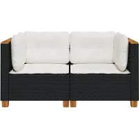 vidaXL Tuinhoekbanken met kussens 2 st poly rattan zwart