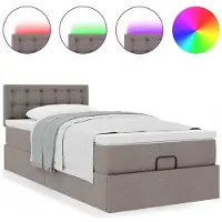 vidaXL Bed poef met matras en LED's 90x200 cm stof taupe