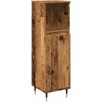 vidaXL Badkamerkast 30x30x100 cm bewerkt hout oud houtkleurig