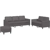 vidaXL 2-delige Loungeset met kussens kunstleer grijs