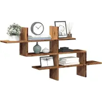 vidaXL Wandschap 124,5x18x60,5 cm bewerkt hout oud houtkleurig