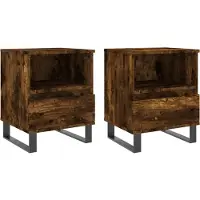 vidaXL Nachtkastjes 2 st 40x35x50 cm bewerkt hout gerookt eikenkleurig
