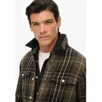 Superdry Heren Koopman Zwaar overhemd groen (S), Casual, Katoen, Lange mouwen M4011018A